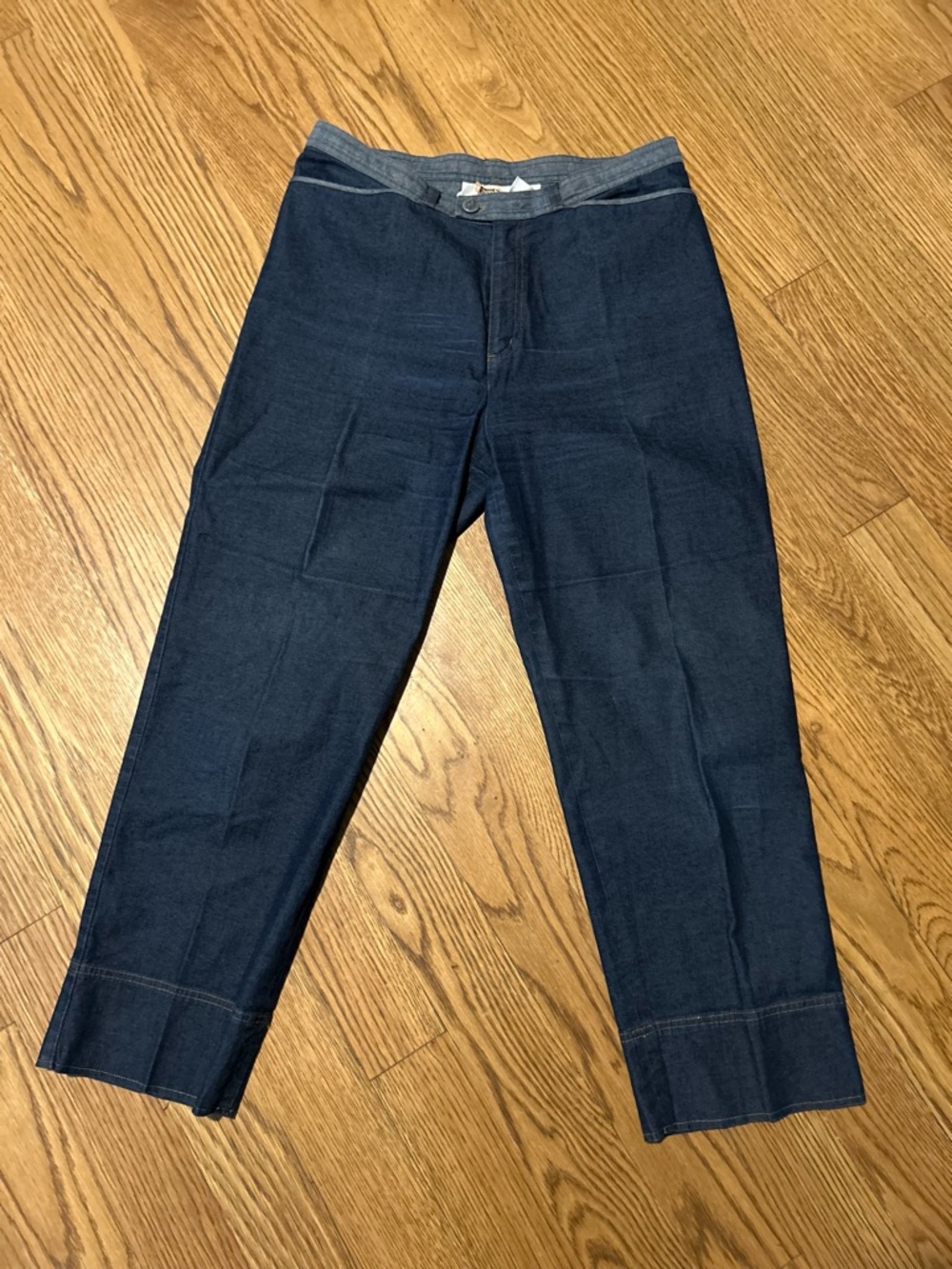 Dana Buchman Dark Wash Trouser Jeans Size 12 Wide Leg‎ Stretch Denim - Picture 3 of 11